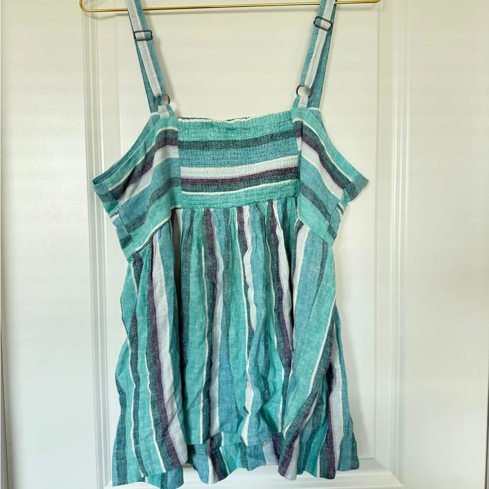New Far West Striped Teal and Purple Women's Top - Picture 3 of 3